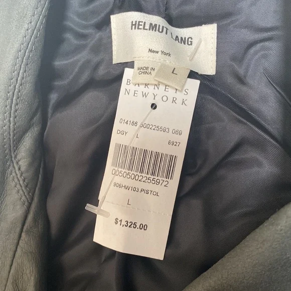 Helmut Lang New York Black Paper Leather Moto Jacket From Barney’s Large Coat